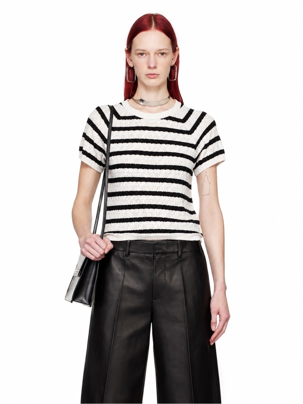 Chelsea & Theodore Black and White Striped Crewneck Tee/ nautical chic, preppy